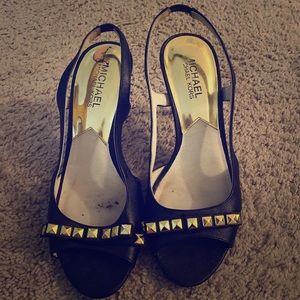 Michael Kors Livvy Black Sandals Pumps Bow Stud